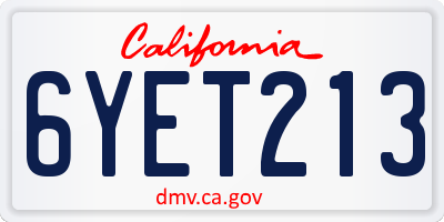 CA license plate 6YET213