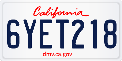 CA license plate 6YET218