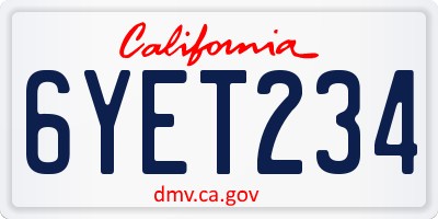 CA license plate 6YET234