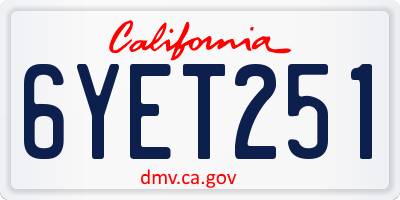 CA license plate 6YET251