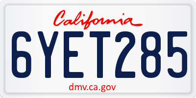 CA license plate 6YET285