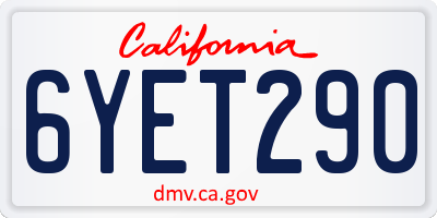 CA license plate 6YET290