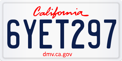 CA license plate 6YET297