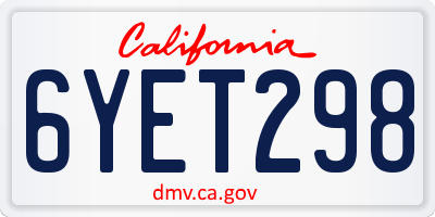 CA license plate 6YET298