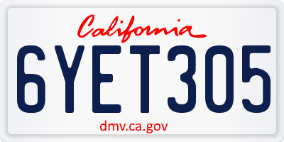 CA license plate 6YET305