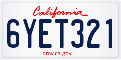 CA license plate 6YET321