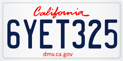 CA license plate 6YET325