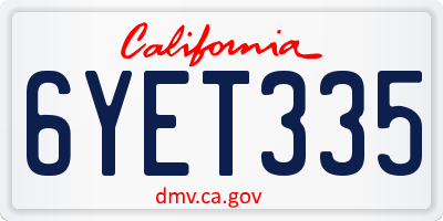 CA license plate 6YET335