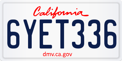 CA license plate 6YET336
