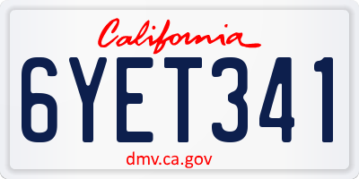 CA license plate 6YET341