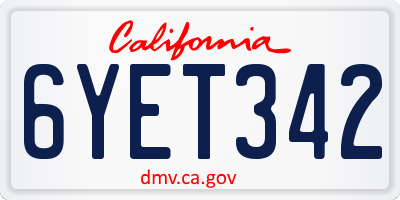 CA license plate 6YET342