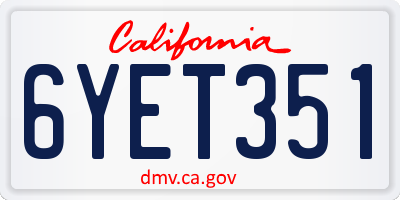 CA license plate 6YET351