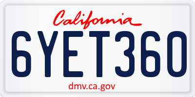 CA license plate 6YET360