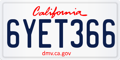 CA license plate 6YET366