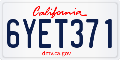 CA license plate 6YET371
