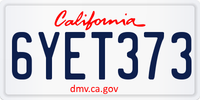 CA license plate 6YET373