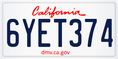 CA license plate 6YET374