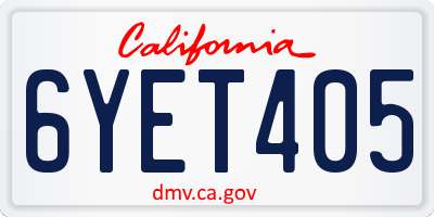 CA license plate 6YET405