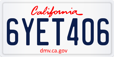 CA license plate 6YET406