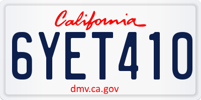 CA license plate 6YET410