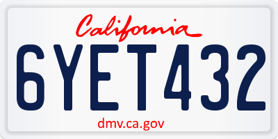 CA license plate 6YET432