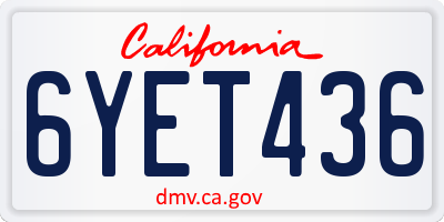 CA license plate 6YET436