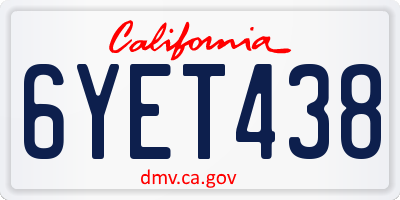 CA license plate 6YET438