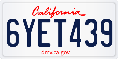 CA license plate 6YET439