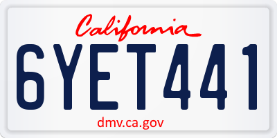 CA license plate 6YET441