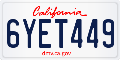 CA license plate 6YET449