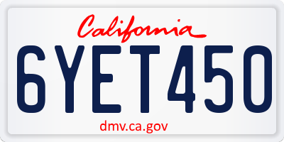 CA license plate 6YET450