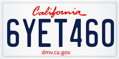 CA license plate 6YET460