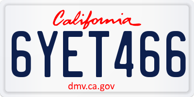 CA license plate 6YET466