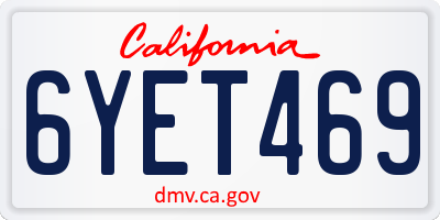 CA license plate 6YET469