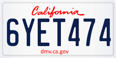 CA license plate 6YET474