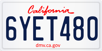CA license plate 6YET480
