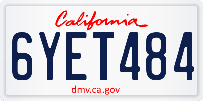 CA license plate 6YET484
