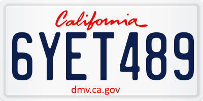 CA license plate 6YET489