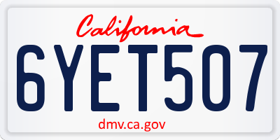 CA license plate 6YET507