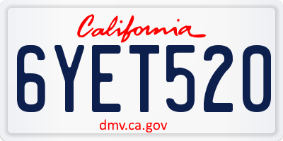 CA license plate 6YET520