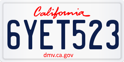CA license plate 6YET523