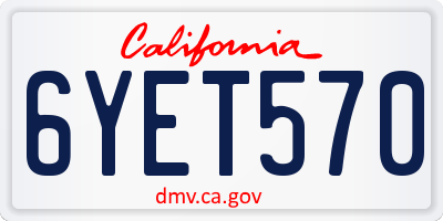 CA license plate 6YET570
