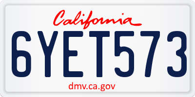 CA license plate 6YET573