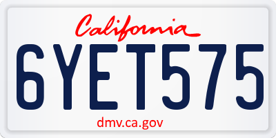 CA license plate 6YET575