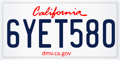 CA license plate 6YET580
