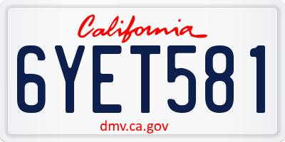 CA license plate 6YET581
