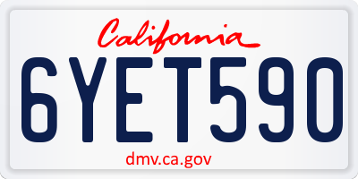 CA license plate 6YET590