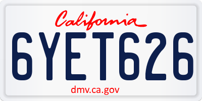 CA license plate 6YET626