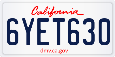 CA license plate 6YET630