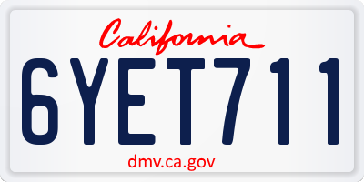 CA license plate 6YET711
